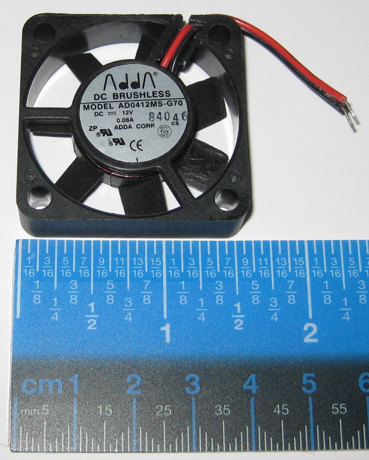 Adda 40 mm x 10 mm Thin Fan with Bare Wire Ends – 12 V DC – 5.7 CFM – 7 Blades