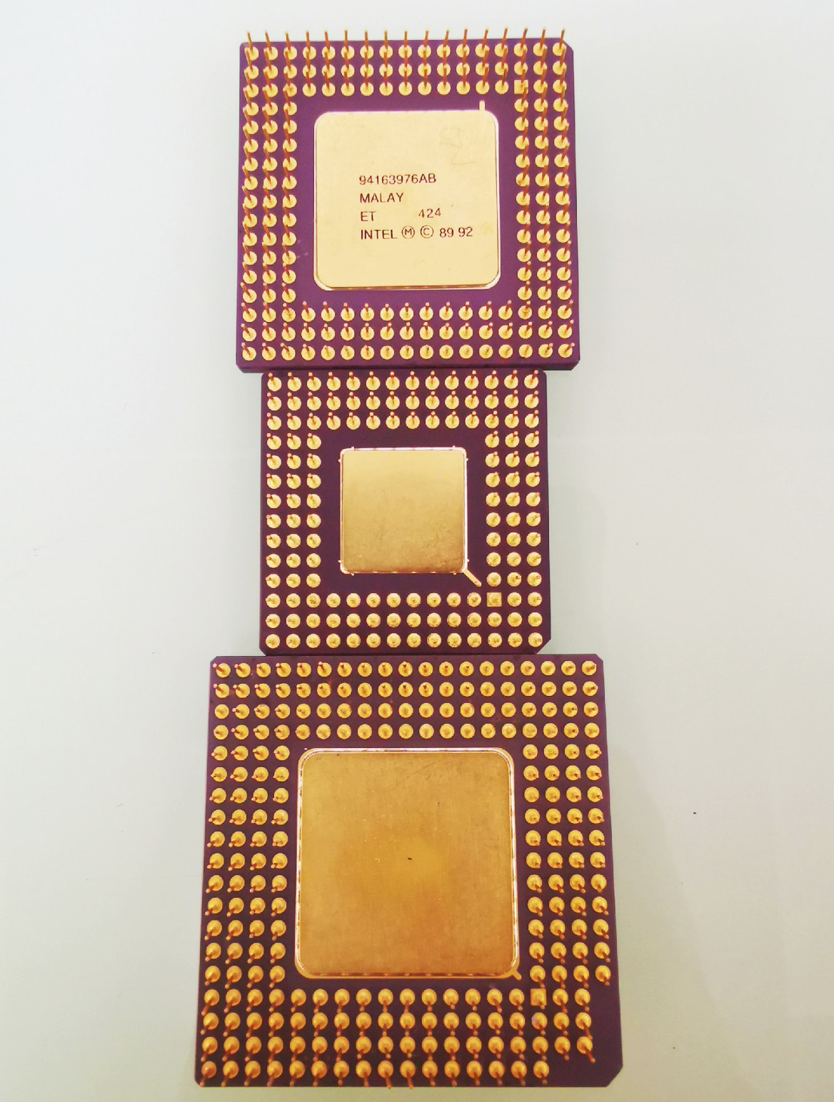 3PCS Intel antique gold-plated CPU i386+486+586 with high collectible value