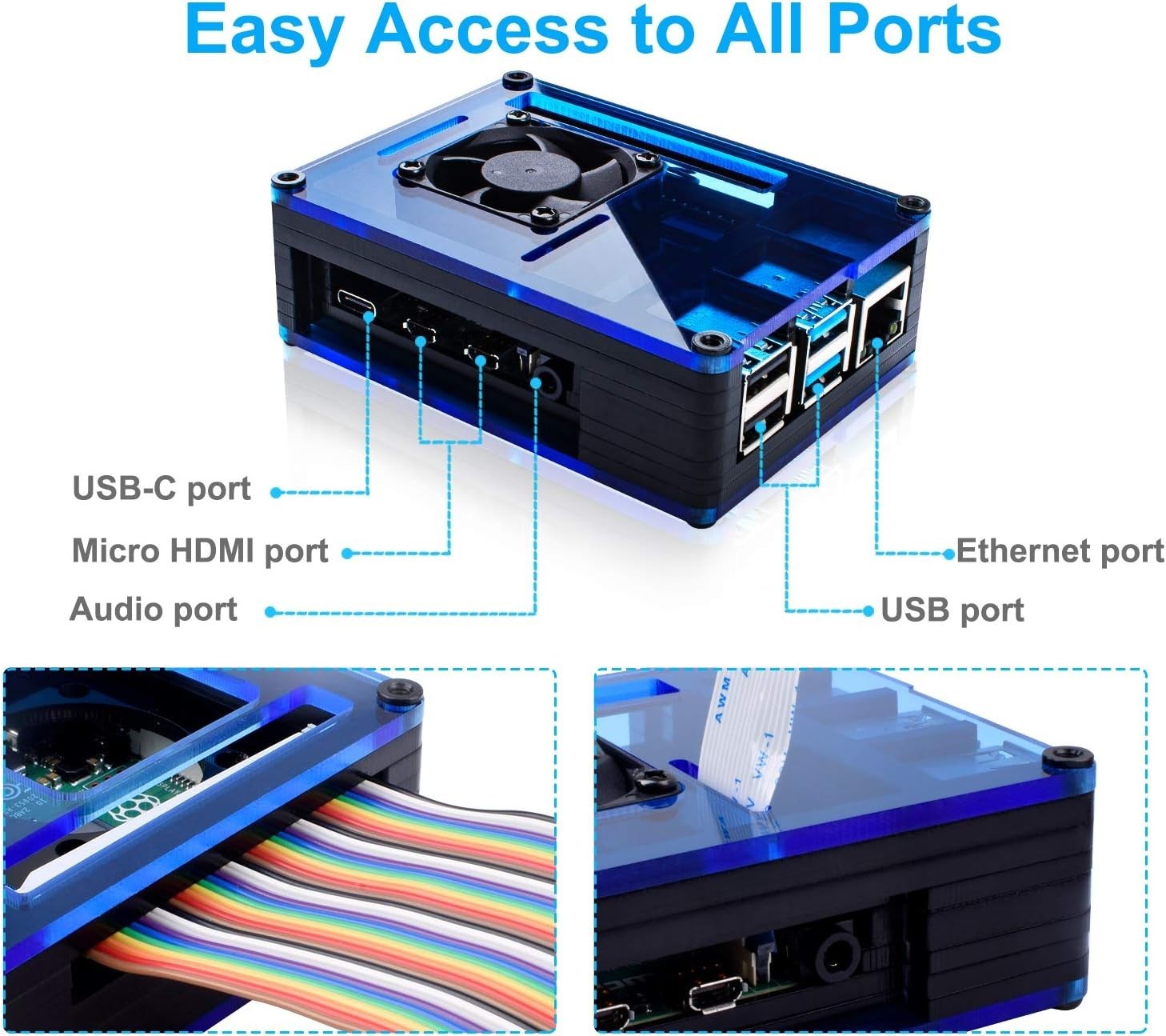Raspberry Pi 4 Case With Fan Cooling 4Pcs Aluminum Heat Sinks Case For Raspberry