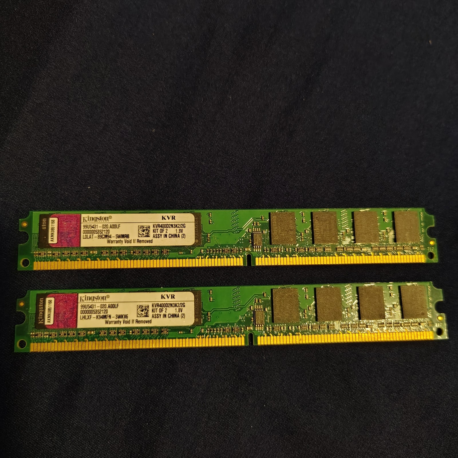Kingston 2GB (2x1GB) DDR2 400mhz CL3 1.8v Non-ECC Low Profile Desktop Memory