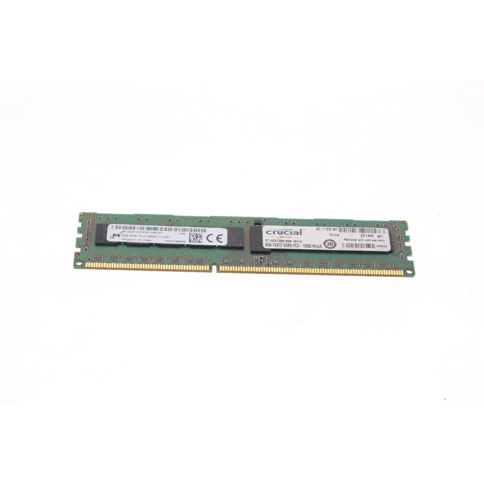 Micron MT18JSF1G72PDZ-1G6 8GB PC3-12800R 2Rx8 Memory Module w60