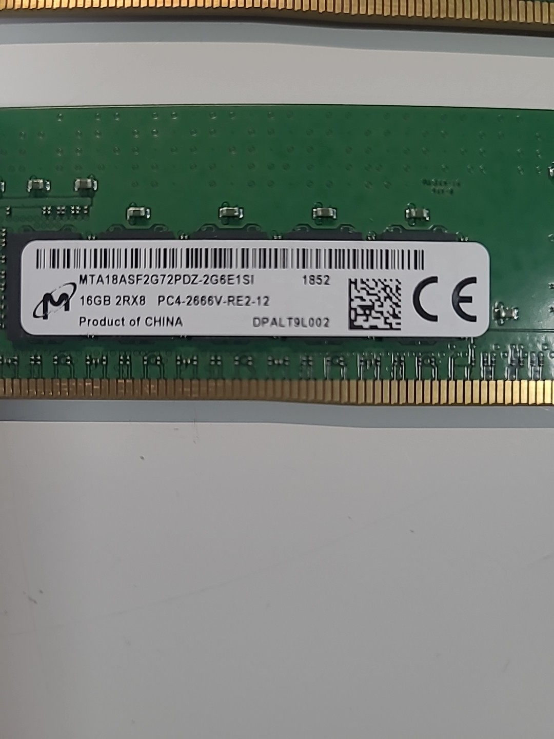 Lot Of 3 MICRON 16GB 2RX8 PC4-2666V-R2 MTA1BASF2G72PDZ-2GE1SI DDR4 UDIMM