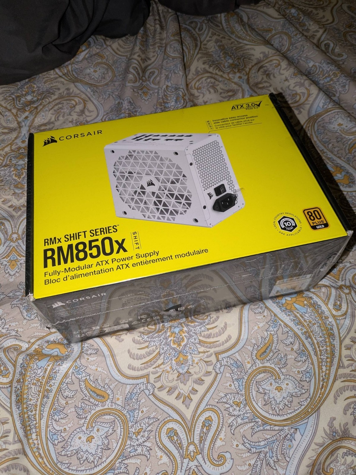 Corsair RM850x Shift ATX Power Supply, Fully Modular, 80 Plus Gold, White NIB