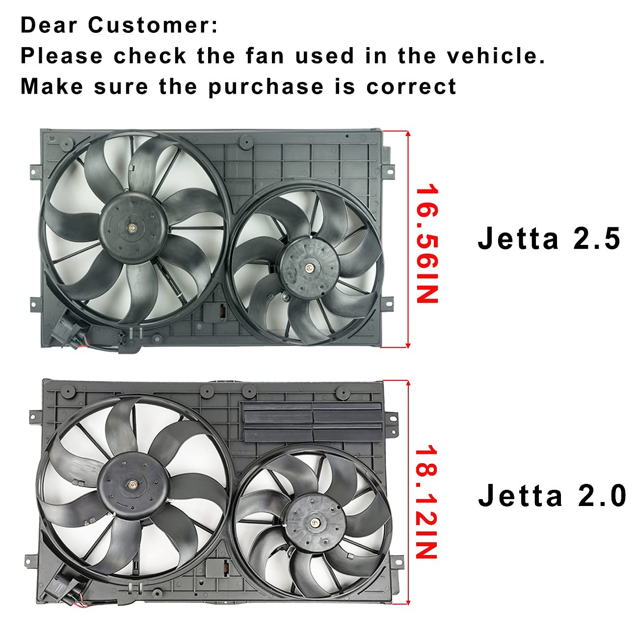 VW102 Replacement Dual Radiator & Condenser Cooling Fan Assembly for Volkswagen