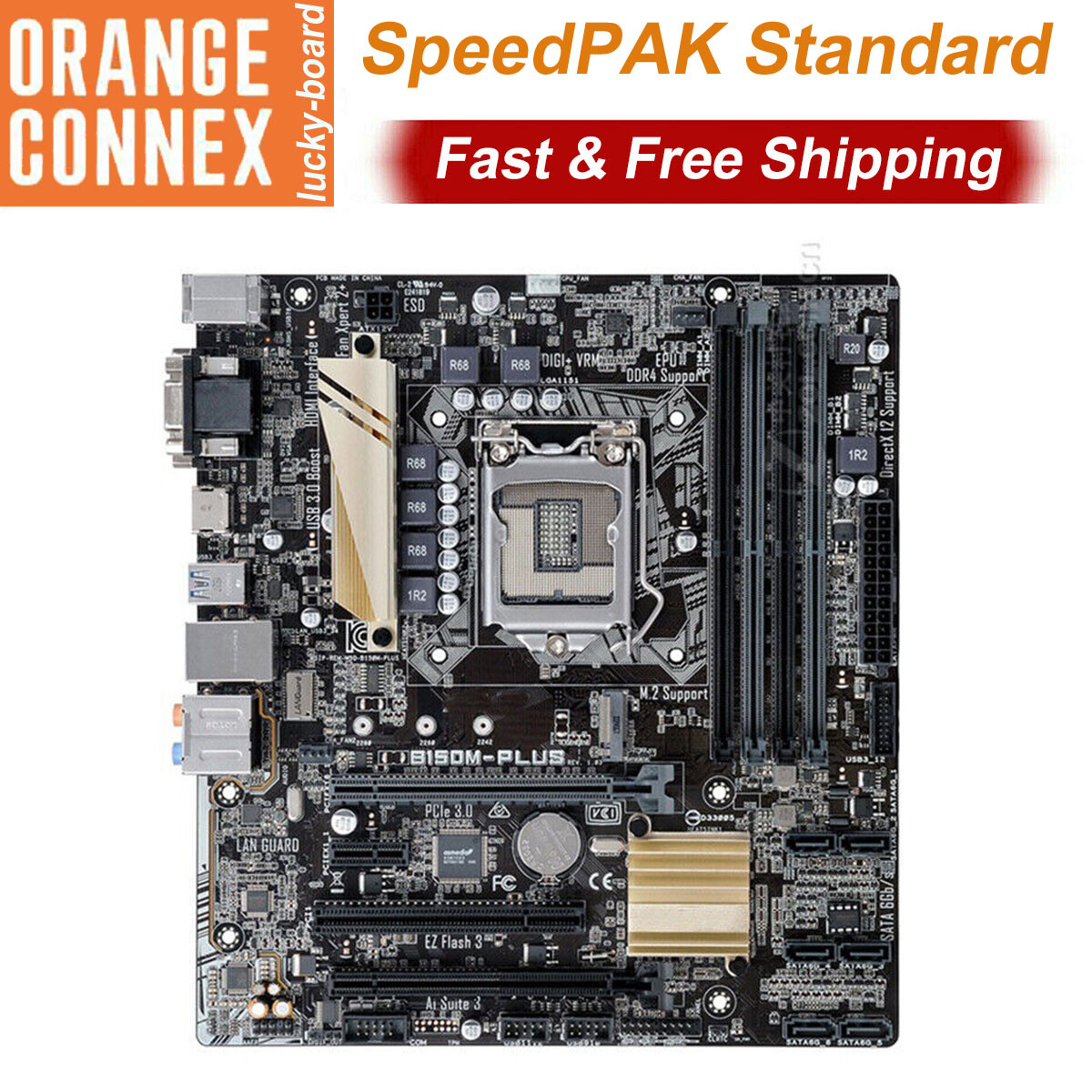 LGA 1151 ASUS B150M-PLUS 4*DDR4 Multi-GPU Support RAM HDMI M.2 DVI VGA USB 3.0