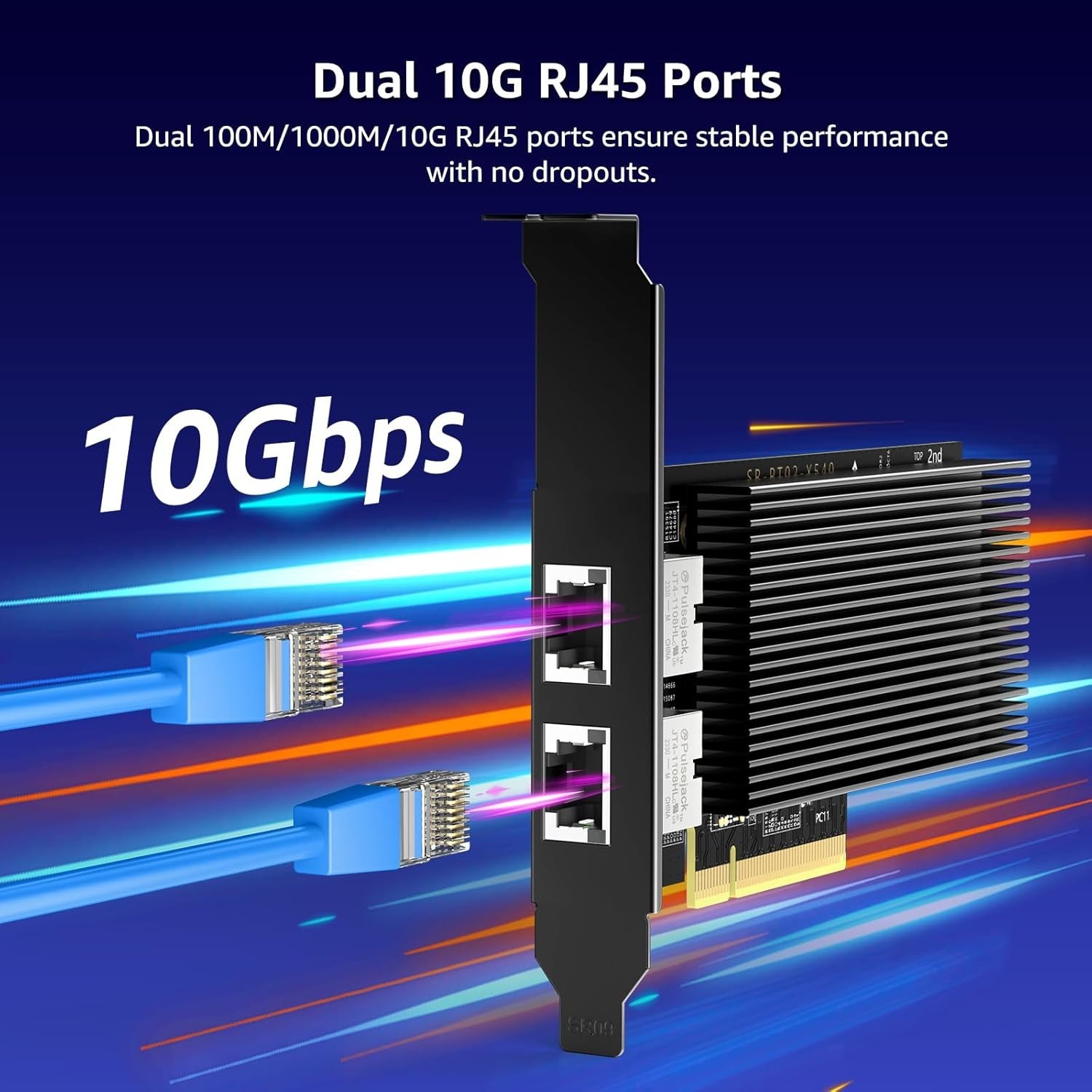 Dual 10Gbps RJ45 Ethernet Adapter Card – Intel X540-T2 for PCI Express X8/X16