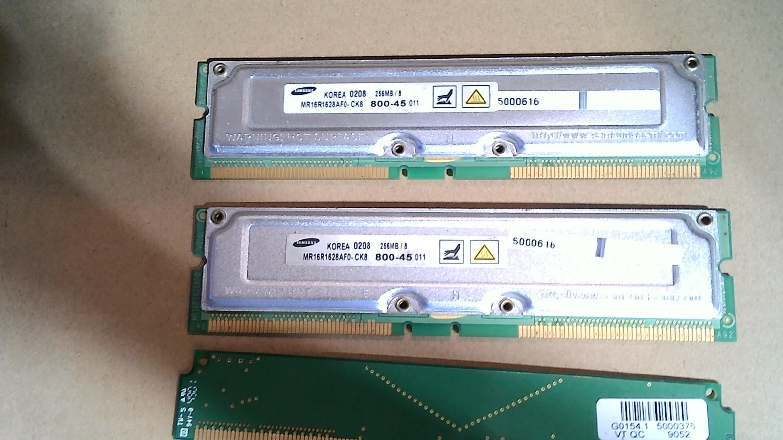 Samsung 512MB Kit 2x256MB PC800 RDRAM Rambus Memory Pair C-RIMM Continuity