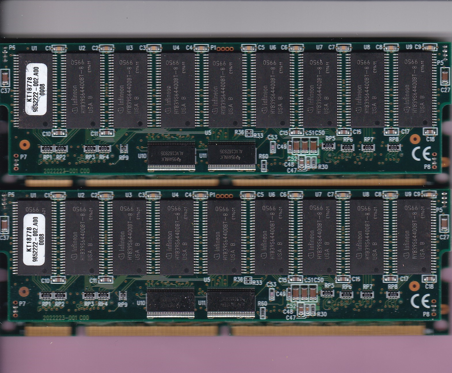 512MB 2x256MB PC100R KINGSTON KT18778 INFINEON PC-100R 3.3V SDR ECC REG Ram Kit