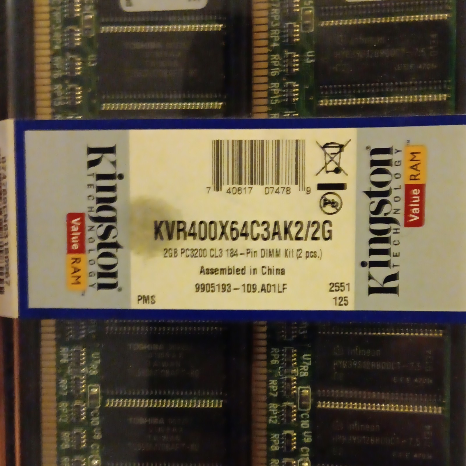 Kingston ValueRAM 512MB 2x256MB