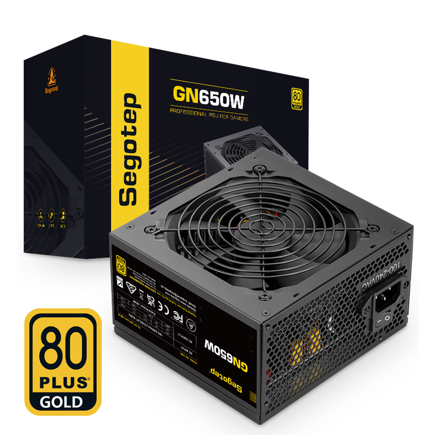 Segotep 650W Non-Modular Power Supply 80 Plus Gold ATX Gaming PC Case PSU