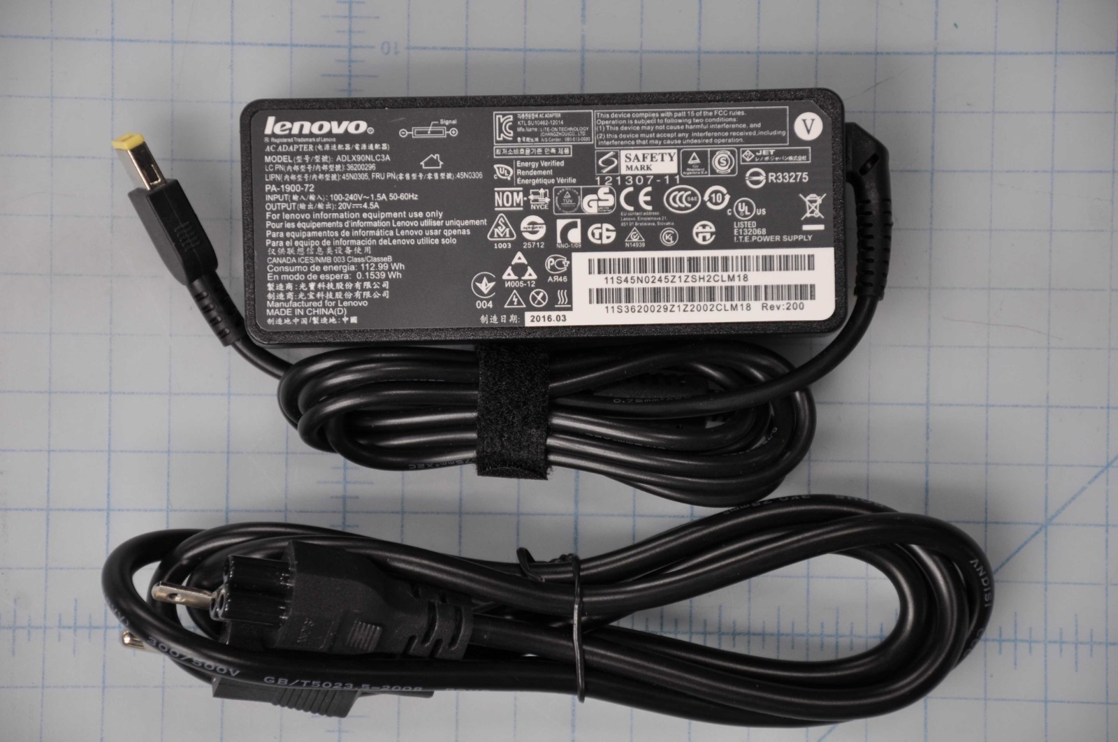 LENOVO 90W AC ADAPTER SLIM TIP 3P, 20VDC GRADE B 45N0246