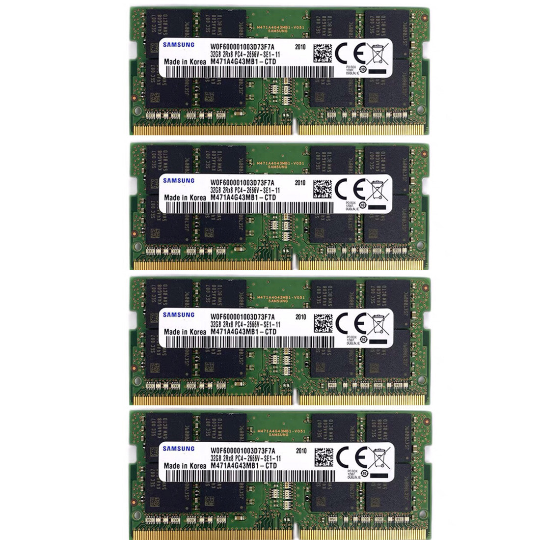 Samsung 128GB (4X32GB) DDR4 2666MHz PC4-21300 SODIMM Memory Ram M471A4G43MB1-CTD
