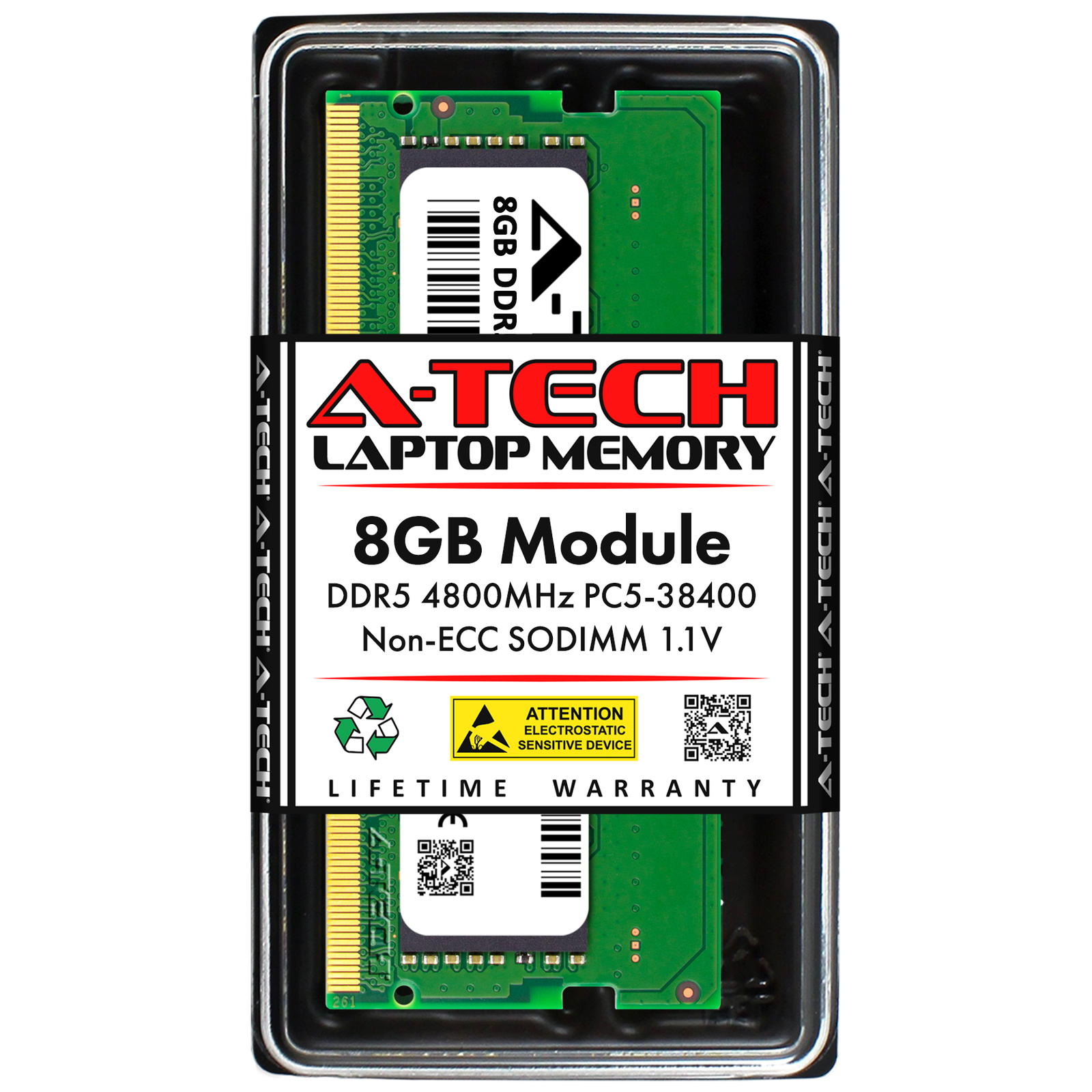 A-Tech 8GB DDR5 4800MHz Laptop PC5-38400 SODIMM 262-Pin Notebook Memory RAM 1x8G