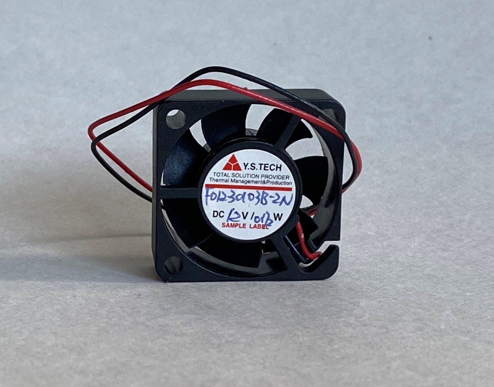 Y.S. Tech FD1230103B-2N 30x30x10mm DC12V 2-Ball B.Fan w/2-wire(Sample Unit)- New