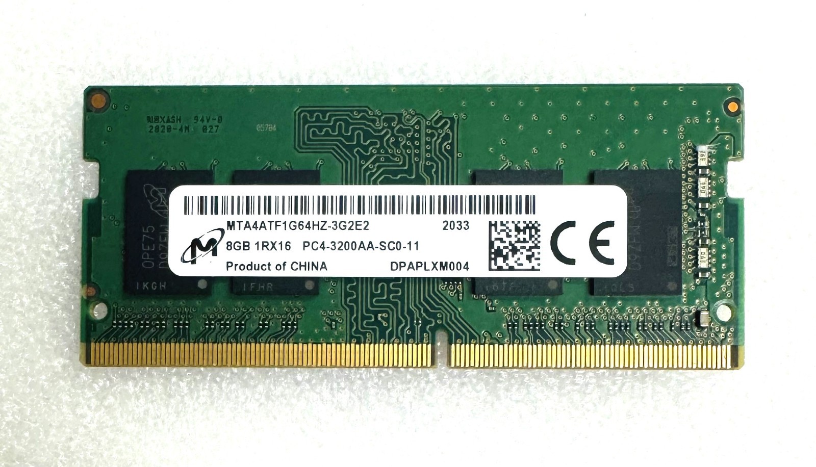 MICRON 8GB 1Rx8 or 1Rx16 PC4-3200AA SODIMM LAPTOP MEM MTA4ATF1G64HZ-3G2B2 or 2E1