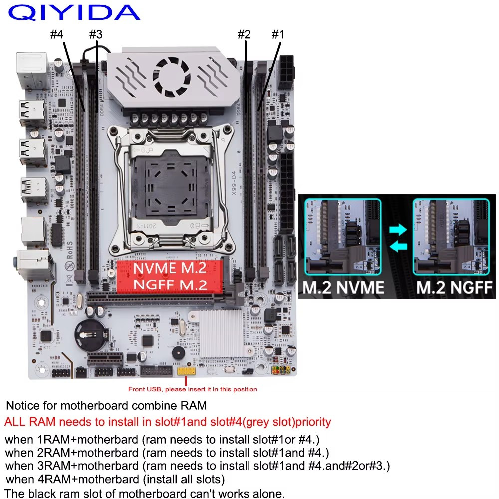X99 Motherboard D4 Lga 2011 3 with M.2 Slot Support X99 C612chip Ddr4 Memory