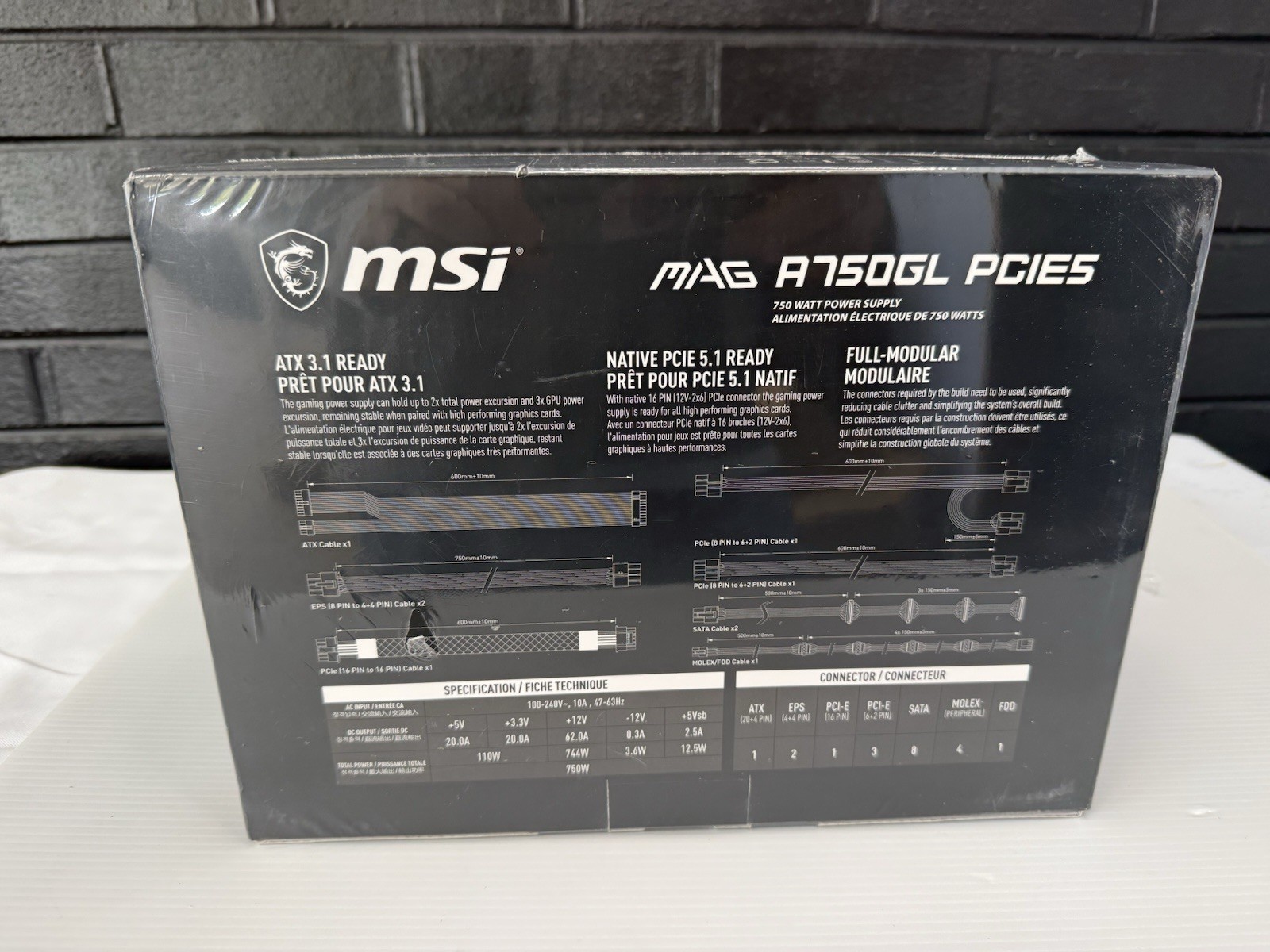 MSI MAG A750GL PCIE5 750W Gaming Power Supply ATX 3.1/PCIE 5.1 Ready 80 + Gold