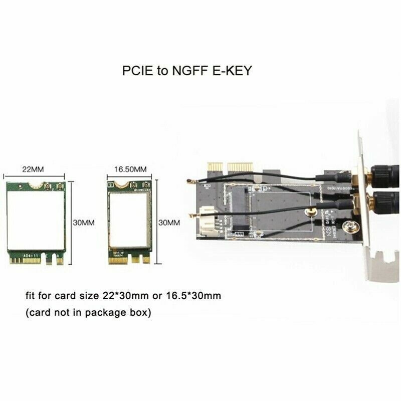 New Wireless WiFi Bluetooth Network Card Adapter PCIe X1 to M.2 Expansion Card