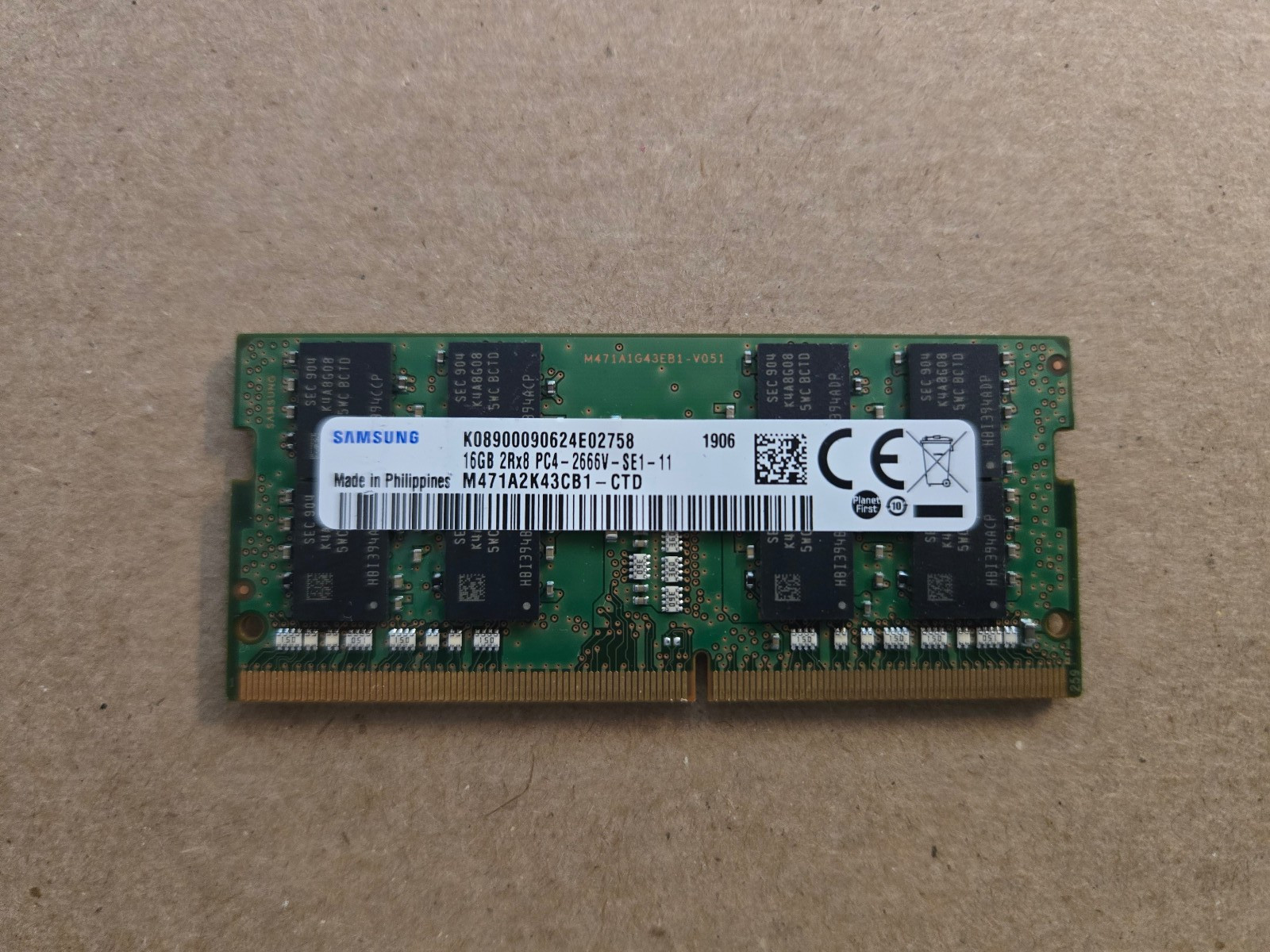 SAMSUNG 16GB 2RX8 PC4-2666V-SE1-11-M471A2K43CB1-CTD LAPTOP RAMs