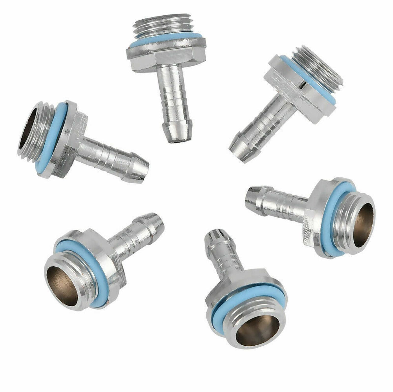 6pcs Connector G1/4 Thread Barb Water Cooling Fitting For ID 7-8mm Hose Tube