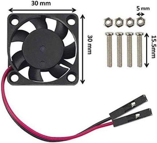 Compatible with Raspberry Pi 4 3 B+ B Sleeve Fan 30x30x7mm Copper Black