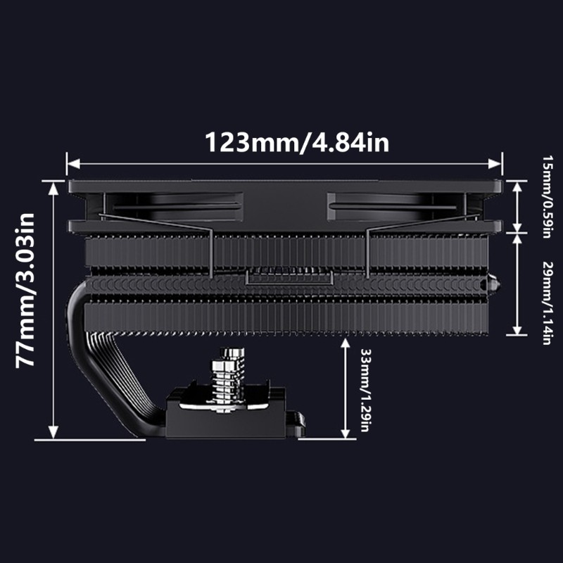 Down-pressure Radiator CPU Heat Sink Quiet Operate with 2400rpm Fan Speed Option