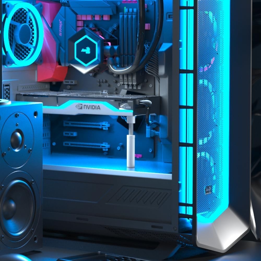 Adjustable GPU Support Bracket – 72-125mm Aluminum Stand with Magnetic Base