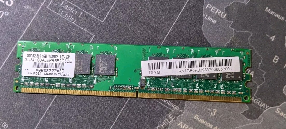 Unifosa 1GB GDDR2 128Mx8 1.8V E PC2-6400 GU341G0ALEPR6B2C6CE DIMM RAM Memory