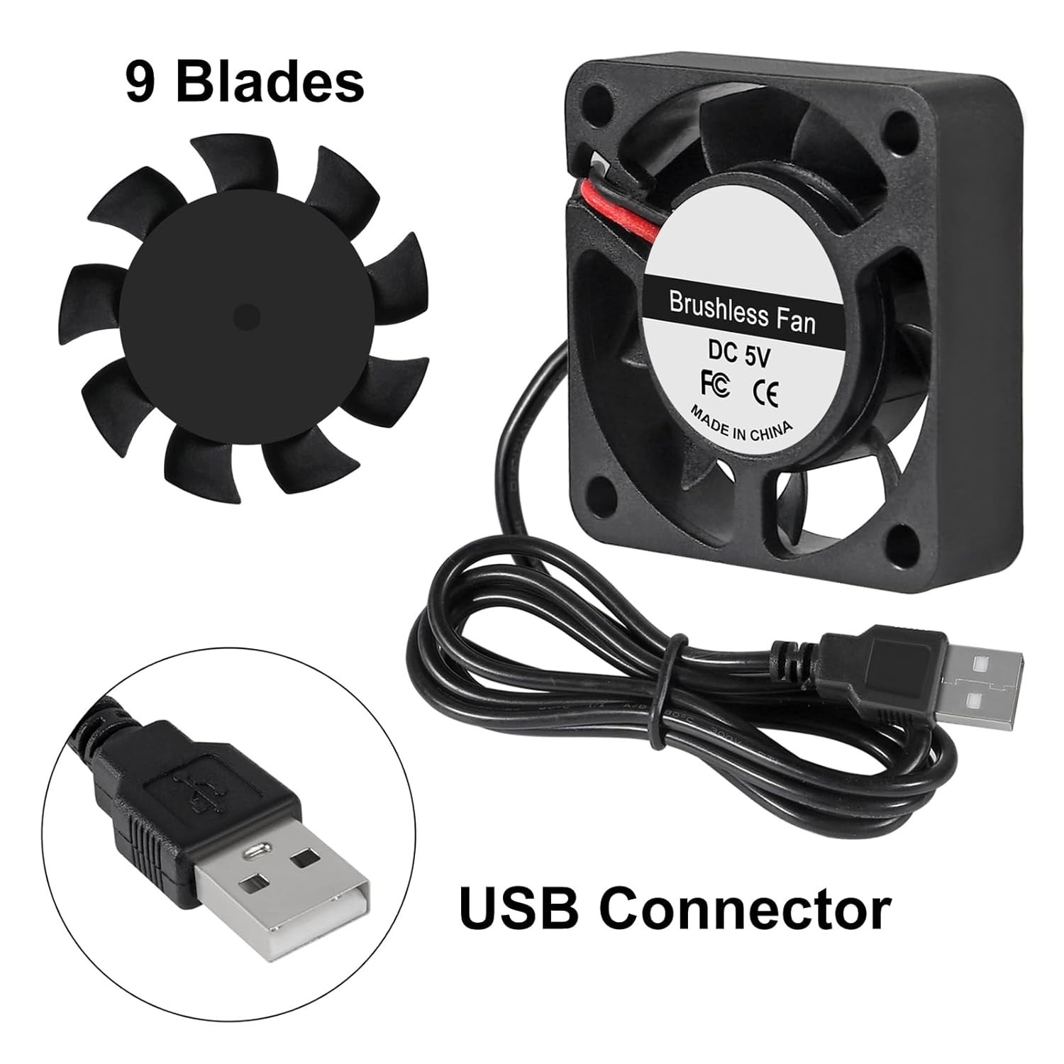 Dual 40mm USB Brushless Fans – 5V DC, 5500 RPM for Compact Cooling Solutions