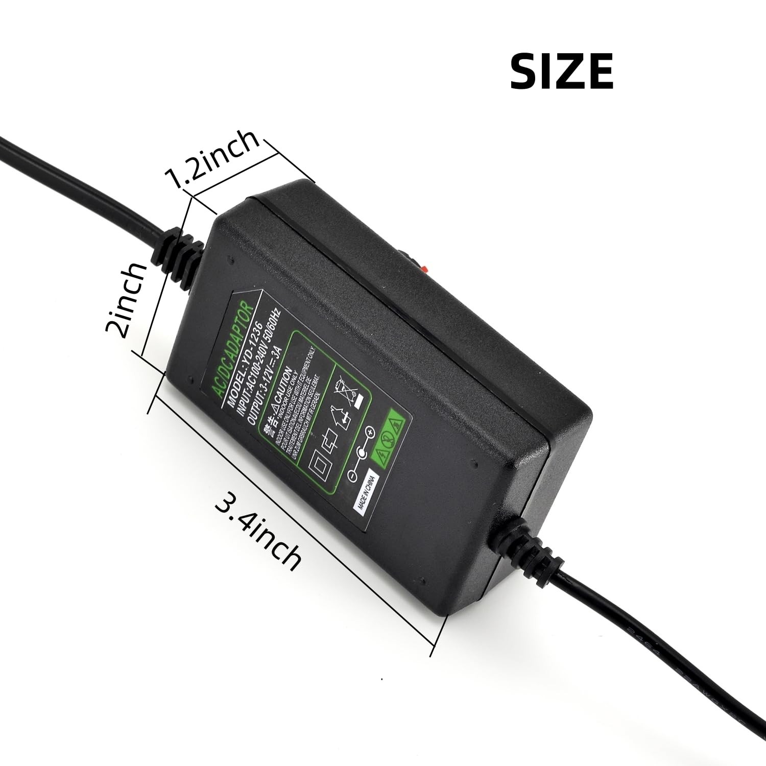 12V PC Fan Speed Controller, Power Supply 100-240V AC to 3-12V DC Black
