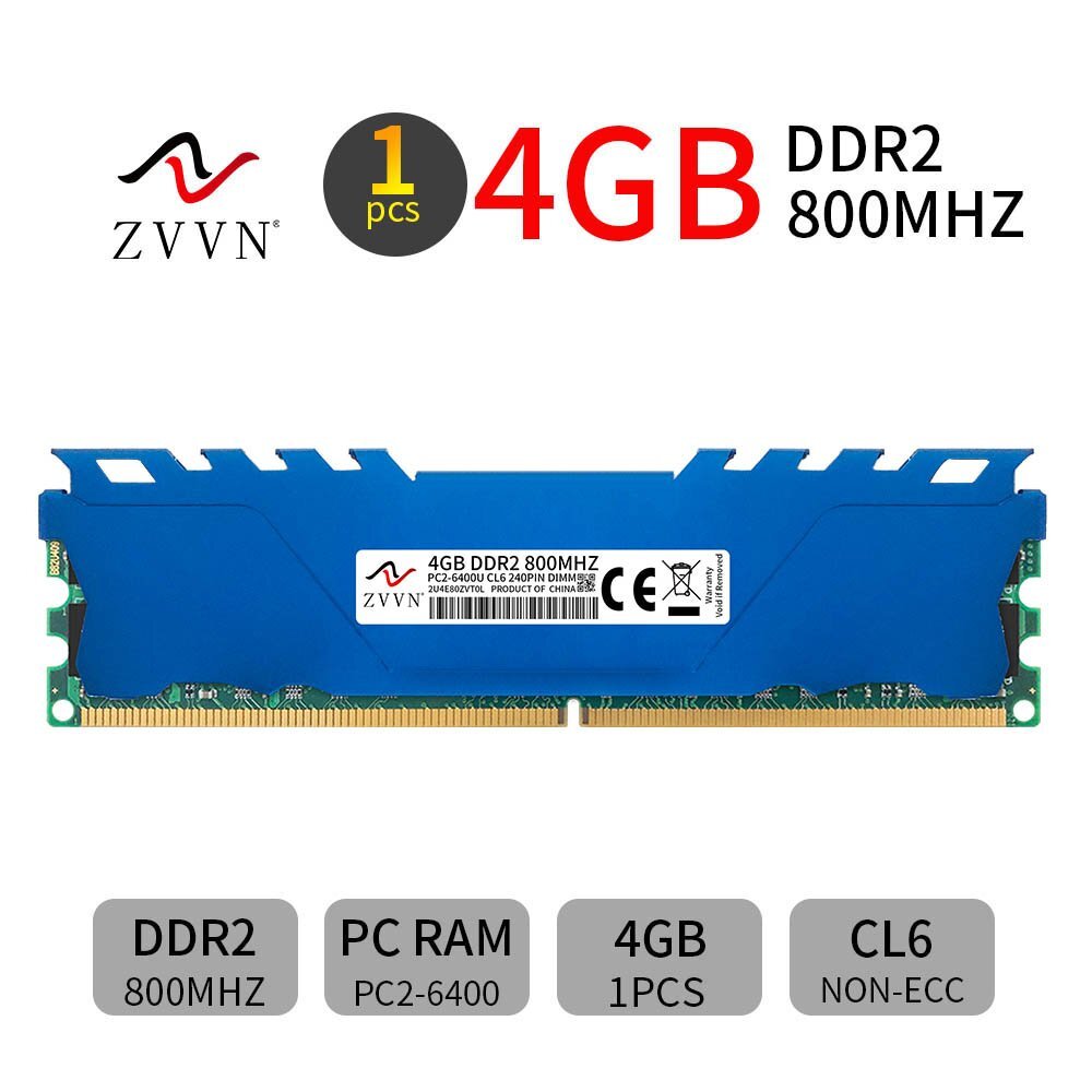 ZVVN 4GB DDR2 800MHz PC2-6400U 2Rx8 240Pin CL6 DIMM intel Desktop PC Memory RAM