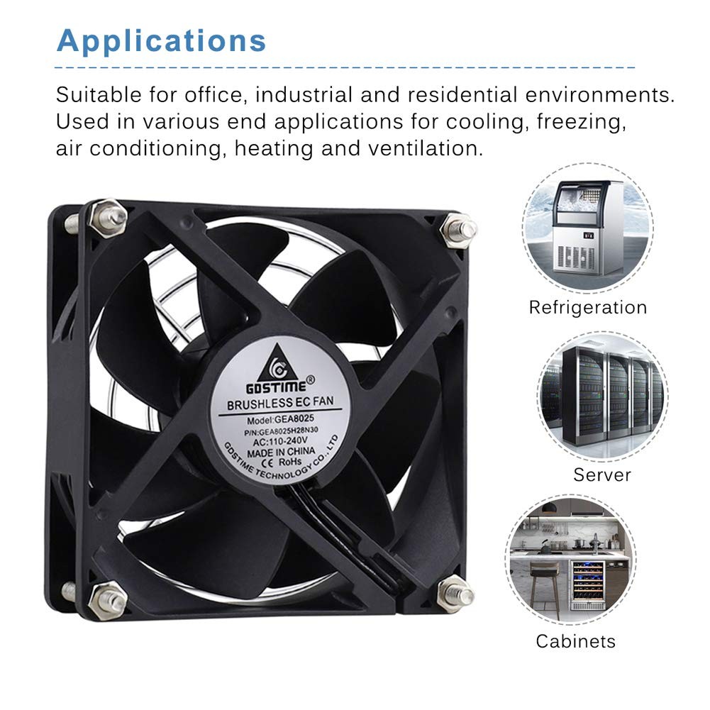 80mm AC Electronic Component Fan 110V to 240V 2800RPM Sleeve Bearing 1pc