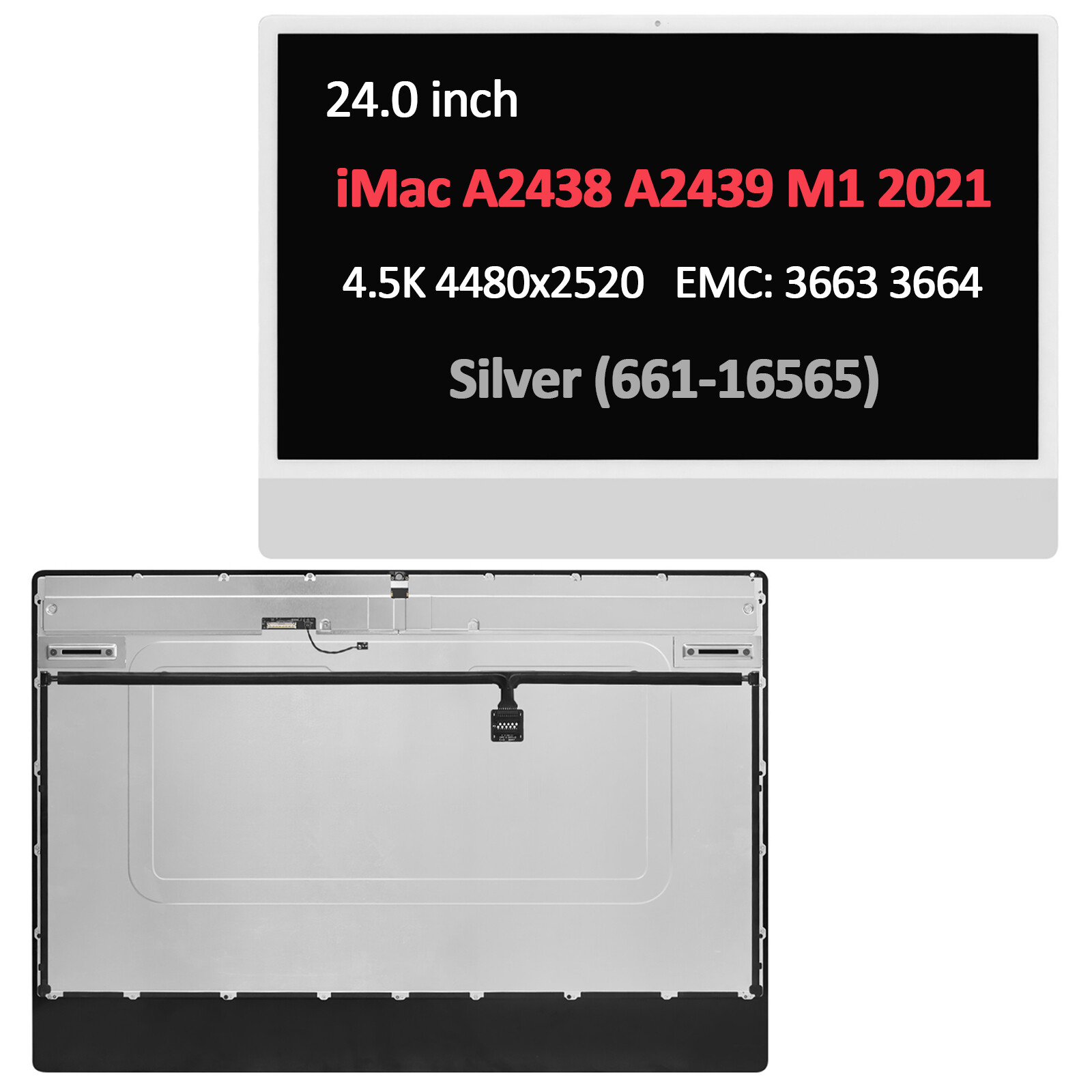 4.5K LCD Screen Display Assembly for iMac A2438 24″ M1 2021 EMC 3663 3664 Silver