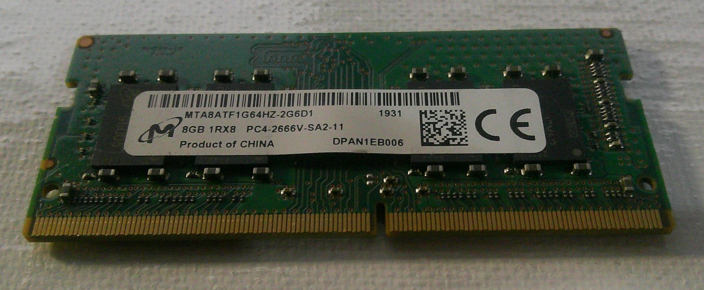 MICRON 8GB PC4-2666V-SA2-11 MEMORY RAM MTA8ATF1G64HZ-2G6D1