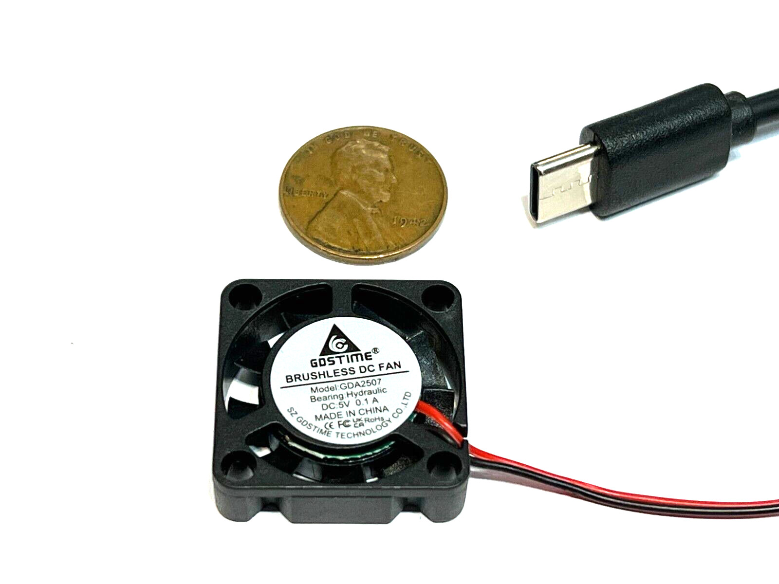 1 Piece USB C 5v Fan mini 25mm x 7mm 2pin 2507 dc mini brushless cooling A30