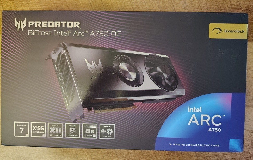 ACER Predator BiFrost Intel Arc A750 Overclocked Graphics Card 8GB GDDR6