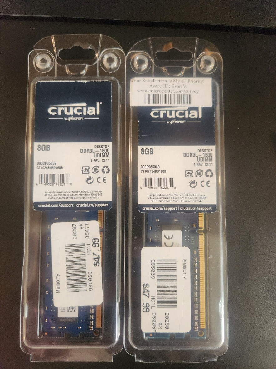 Crucial 16GB Kit (2x8GB) DDR3L-1600 PC3L-12800 UDIMM Desktop RAM CT102464BD160B