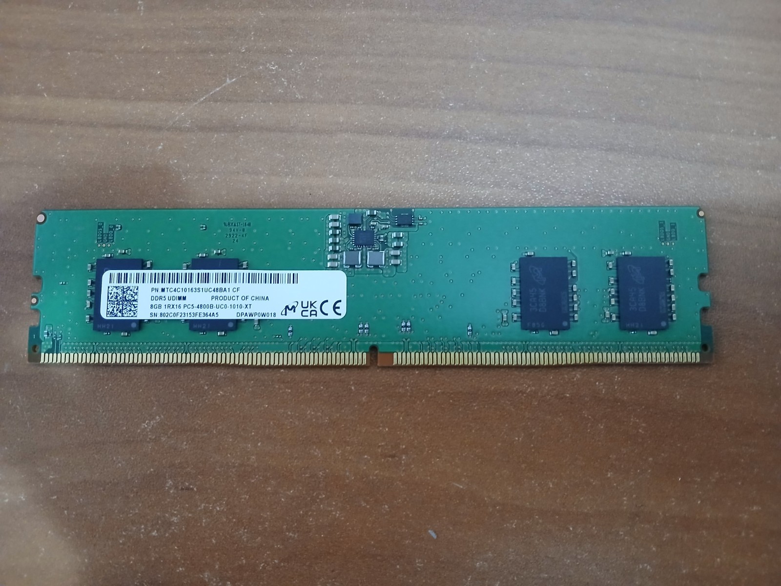 1x8GB Micron DDR5-4800 Desktop Memory RAM PC UDIMM (MTC4C10163S1UC48BA1)
