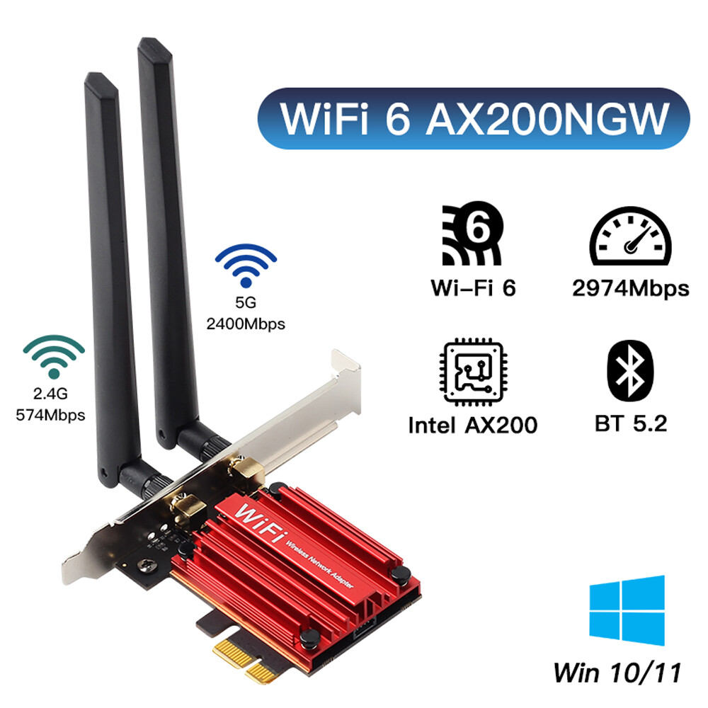 AX3000 Intel AX200 PCI-E WiFi 6 Card 2.4G/5G Network Wifi 6 Adapter for Desktop