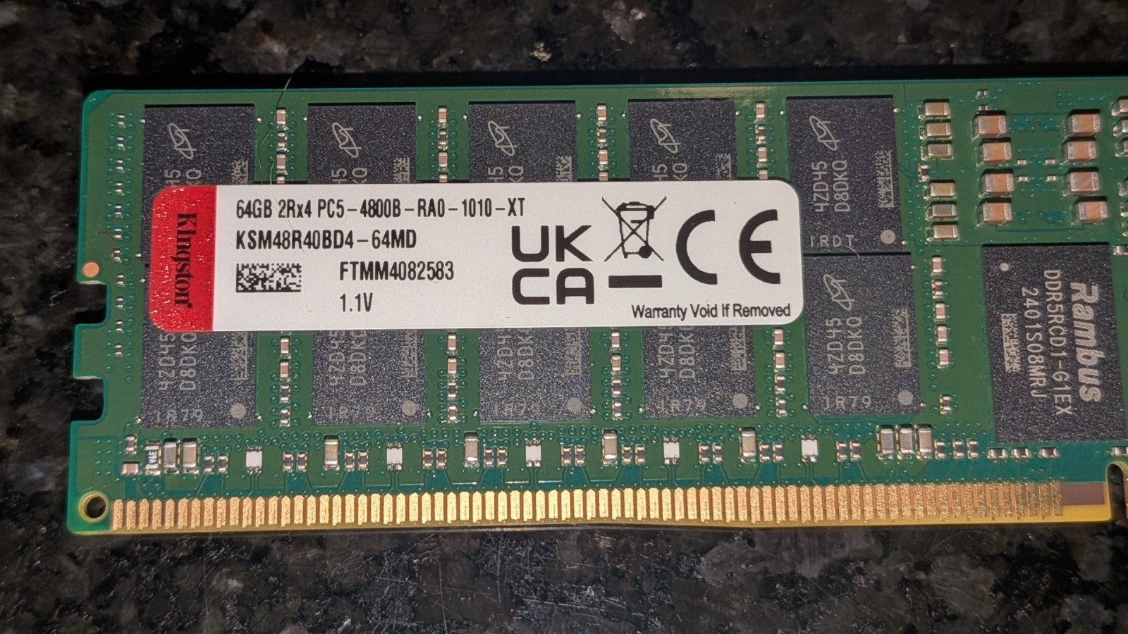 512GB RAM DDR5 8X64GB Server Memory KSM48R40BD4-64MD 2Rx4 RDIMM Ai ECC LOT Kit