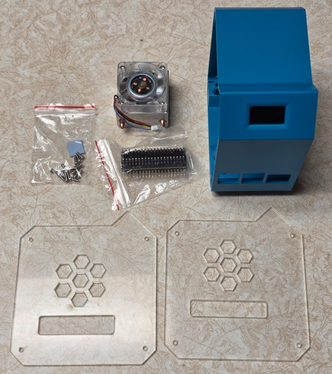 52Pi Mini Tower Kit for Raspberry Pi 4B, ABS Acrylic Case, OLED Display Fan Blue