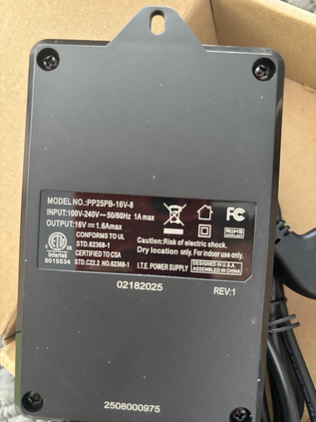 Precision Power PP25PB-16V-8 Power Supply 100V -240V 50/60 Hz