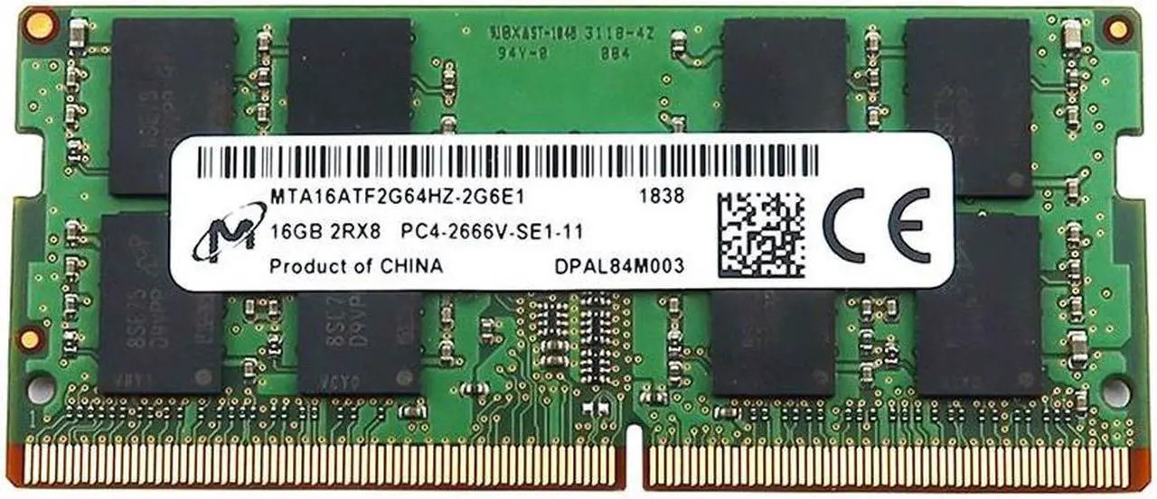 MICRON 16GB DDR4 2666MHZ PC4-21300 2Rx8 CL19 NON-ECC SODIMM MTA16ATF2G64HZ-2G6E1