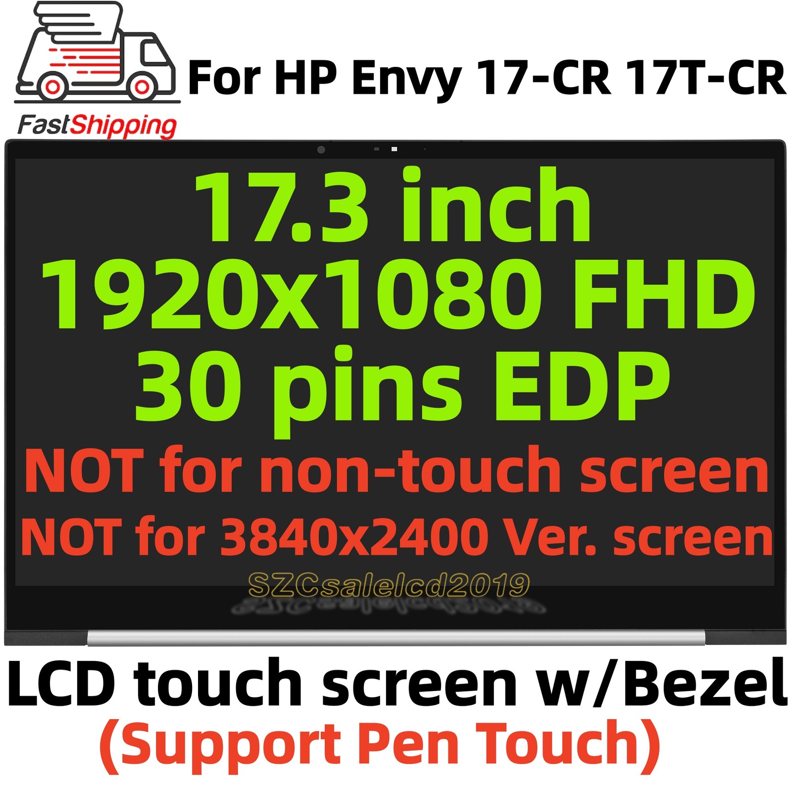 17.3in for HP Envy 17-CR 17-CR0013DX 17-CR0797NR LCD Touch Screen Assembly FHD