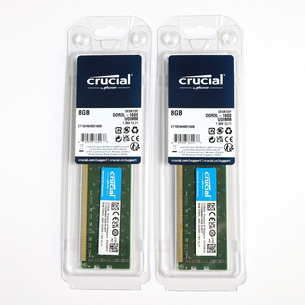Crucial 16G 2X8GB PC3L 12800U DDR3 1600MHz Memory DIMM Desktop PC3L12800 RAM