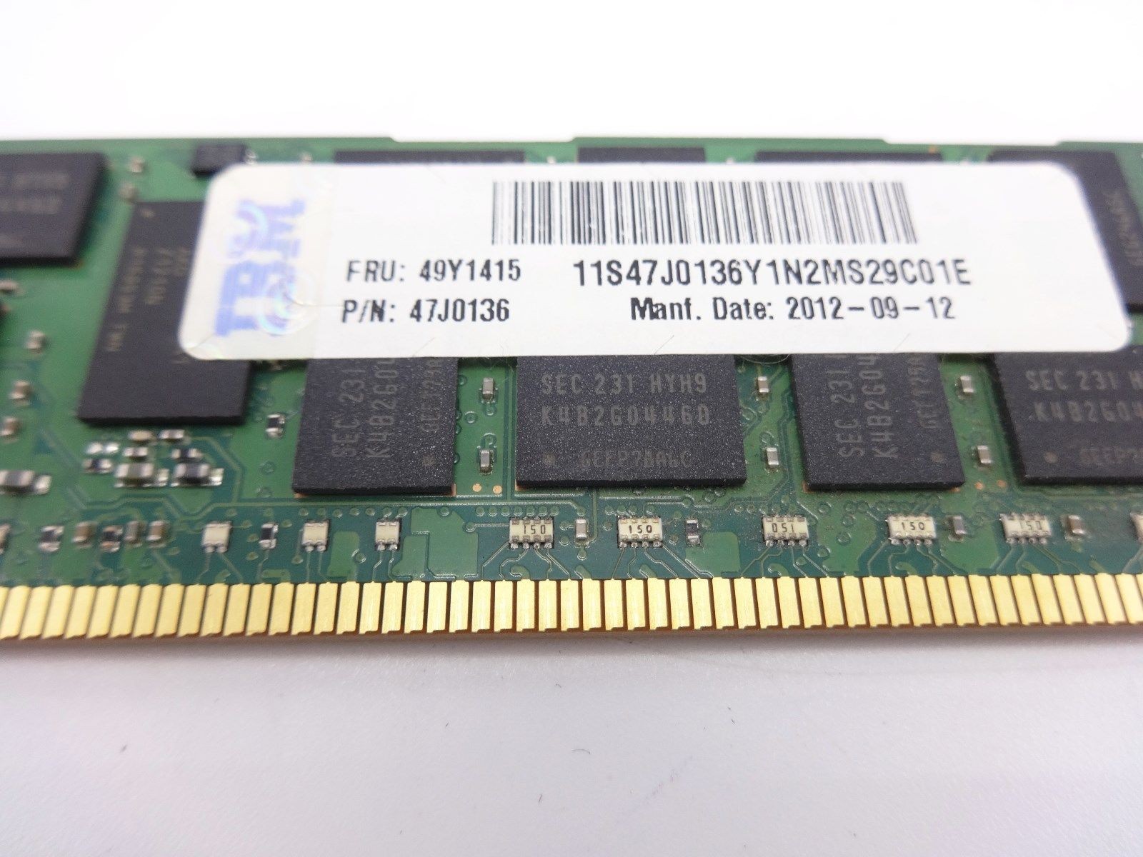 IBM 49Y1415 8GB PC3L 10600R 2Rx4 Server Memory Module 43Y1397 47J0136
