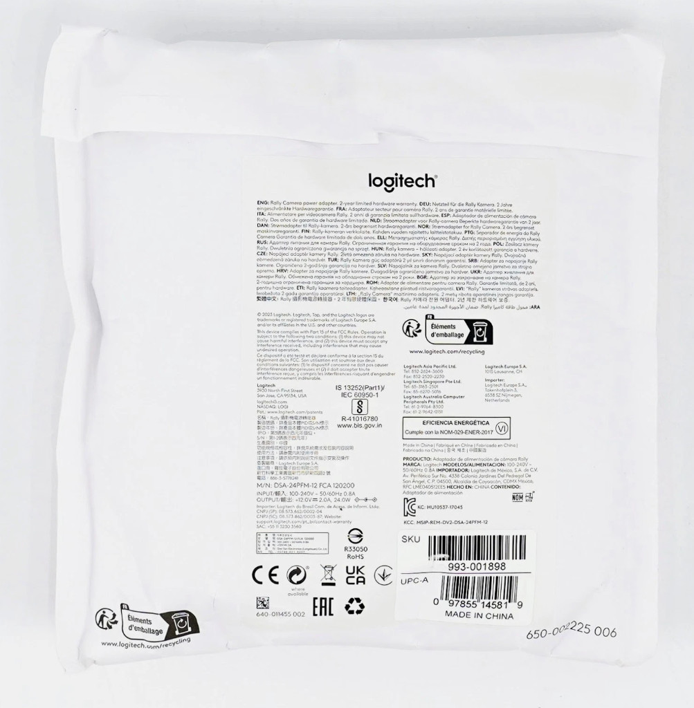 Logitech Rally Camera Power Adapter 993-001898
