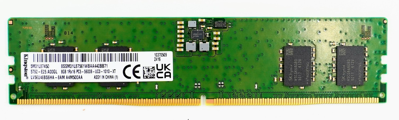 Kingston 8GB DDR5 5600 MHz Desktop UDIMM RAM 1Rx16 – LV56U46BS6HA-8, 5M31L87450