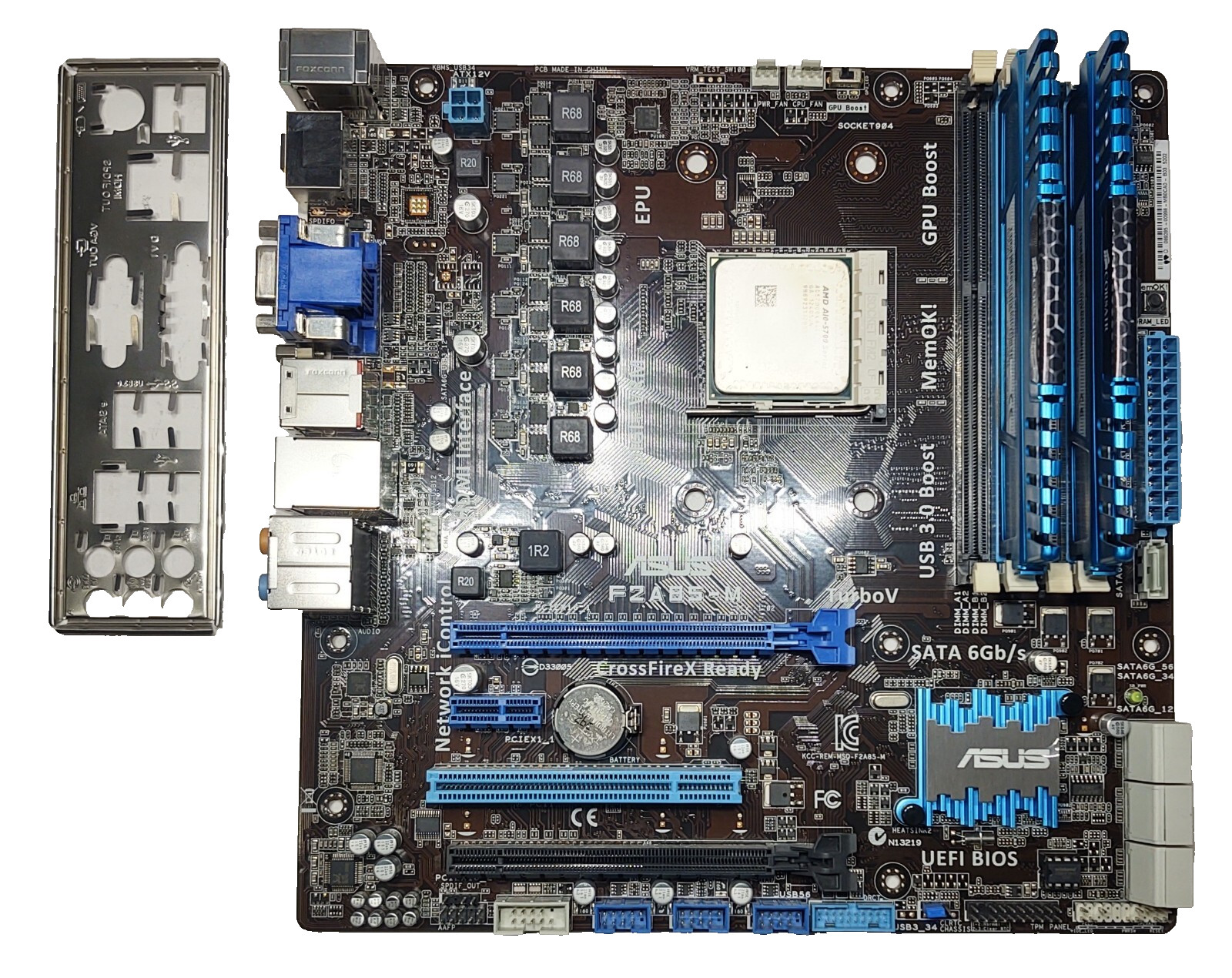 ASUS F2AB5-M SOCKET FM2 MOTHERBOARD W/ AMD A10-5700 SERIES CPU & I/O