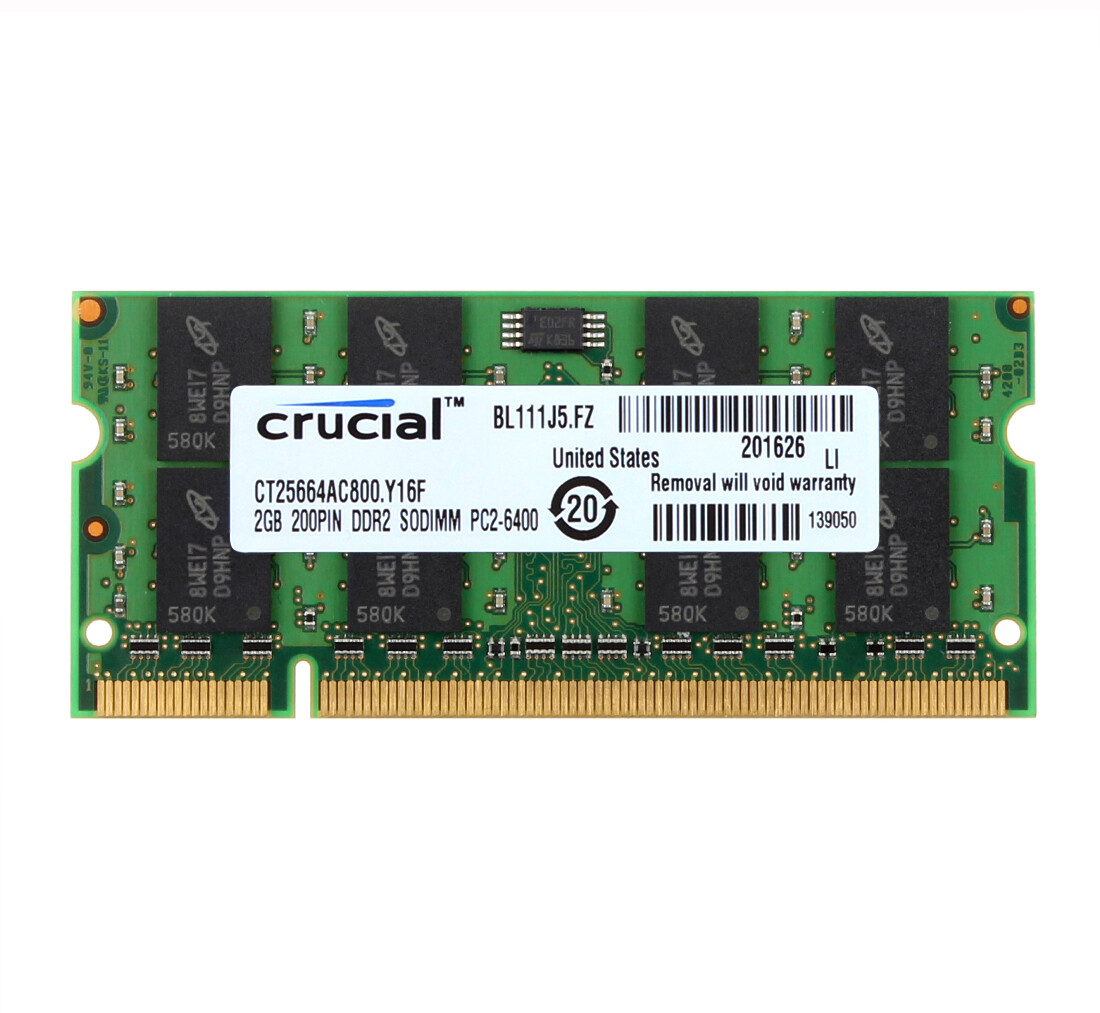 Crucial 8GB 4X 2GB DDR2 800Mhz PC2-6400 200pin SODIMM Laptop Memory NoteBook RAM